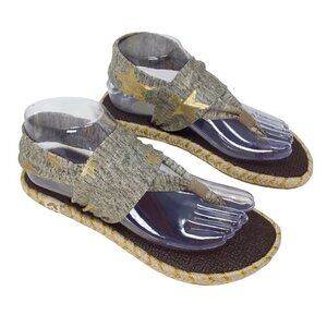 Nalho Espadrilles Sandals Yoga Mat Metallic Gold Stars Comfort Size EU 38 US 8